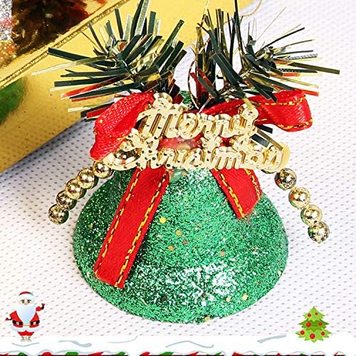 Sinos de plástico brilhantes coloridos para árvores de Natal: 6pcs 4,1 cm de glitter sinos com folhetos de bugigangas