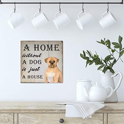 Evans1nism Uma casa sem cachorro é apenas uma casa sinais de madeira hovawart cão sinal cão animal decorativo em casa arte moderna decorativa pendurada sinal para o quarto de casa de cozinha de cozinha presente 8x8in