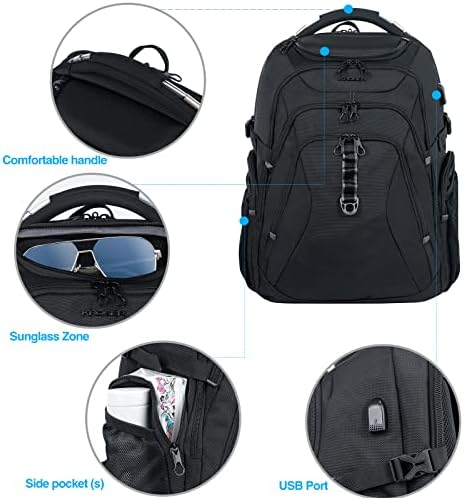 Mochila laptop de viagem Kroser 18,4 polegadas xxxl Backpack de jogos com saco dura de saco de saco rfid bolsões repelentes