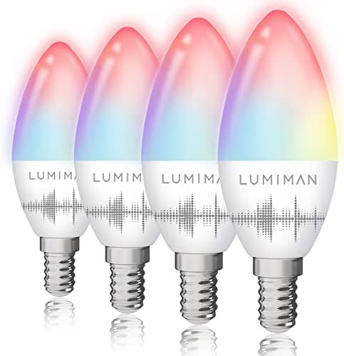 Lumiman candelabra smart bulbo e12 led lâmpadas inteligentes lâmpadas smart wifi rgb luzes inteligentes de cor de cor que funcionam com a Alexa Google Home Music Sync 400lm sem hub NENHUMO CUIL