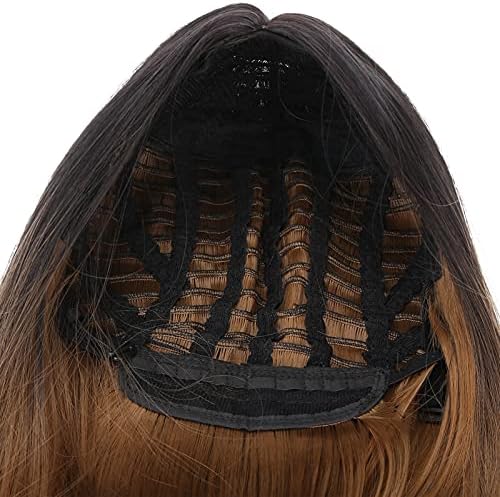 Milltrip Black Brown Gradient Straight Wig, Women Natural Hair Substitui