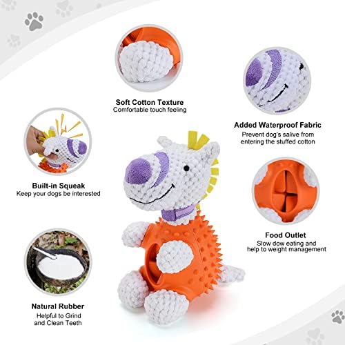 Brinquedos de cães com vazamento para mastigadores agressivos, brinquedos de cachorro de pelúcia duráveis ​​interativos com distribuição