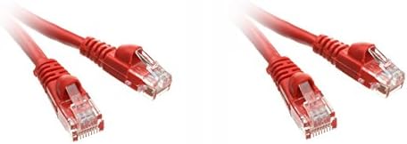 2 pacote CAT5E Ethernet Patch Cabo, bota sem presa/moldada 5 pés vermelhos, CNE486142
