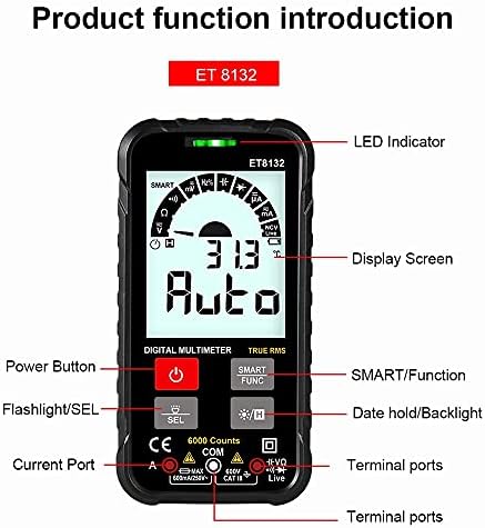 SJYDQ Digital 6000 contagens multímetro CA DC DC Frequency Capacitância Frequency Meter Identificação Automática Verdadeiro