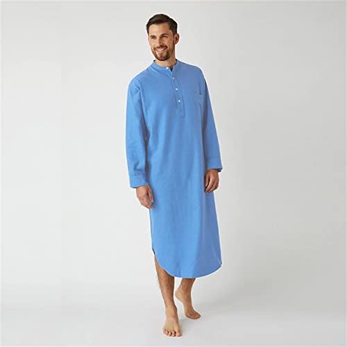Men Solid Color Muslim Dresses Manga Longa Lateral V Split Kaftan Robe Button Casual Up vestido longo Henley camisas