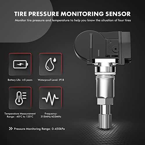 Sistema de monitoramento de pressão do pneu A-premium Sensor compatível com Nissan Frontier Pathfinder Xterra Murano 350Z Infiniti FX35 FX45 G35 M35 Q45 QX4 315 MHZ