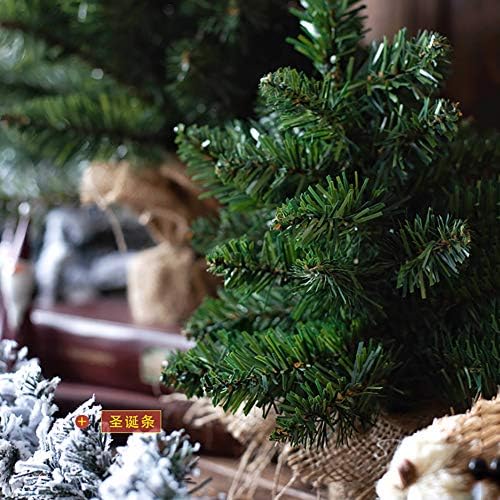 Mini árvore de Natal artificial, decoração de árvore de Natal premium com base de estopa para mesa, pequena árvore de Natal