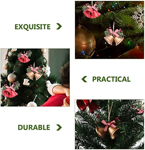Valiclud 6pcs campainha de natal com arco rústico jingle skins com holly berry pinheiro agulhas de Natal Ornamento pendurado