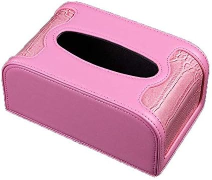 Caixa de tecidos Caixa de lenço facial retangular de couro retangular Solder de guardanapo para escritório em casa, decoração automotiva rosa