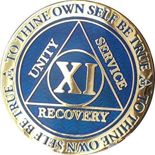11 anos AA Medallion Reflex Blue Gold Placas Sobriedade Chip XI