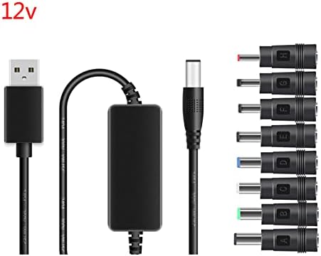 Diário 1 Defina o conversor de cabo USB 5V a DC 9V 12V de reforço, 8 conectores DC CORD CORDO PARA WIFI MODEM MINI FAI