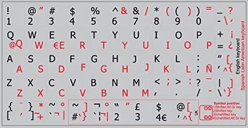 4Keyboard espanhol -inglês não transparente etiquetas de teclado em fundo cinza claro para desktop, laptop e caderno