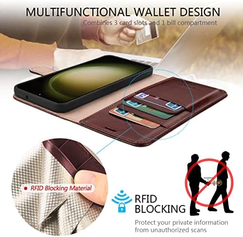 Belémay para Samsung Galaxy S23 Carteira Case Genuíno Couro Protetor Cobertura Proteção Cobertão RFID Bloqueio de cartão