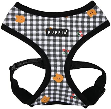 Puppia Spring e Summer Fashion Over-the Head Dog Harness, Black_Baba, Pequeno