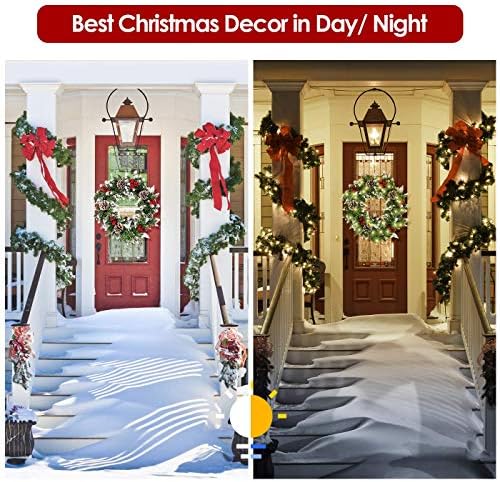 Christmas Greather para porta da frente, grinaldora pré-iluminada de inverno de inverno com 50 luzes e decorações mistas para a decoração