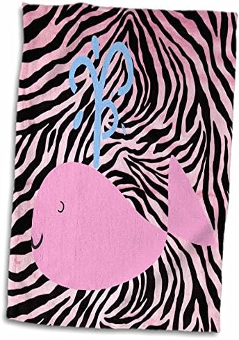 Imagem de 3drose de baleia rosa bebê em zebra rosa e preta - toalhas