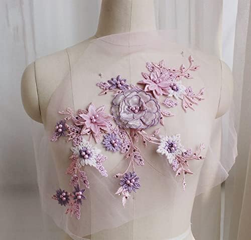 Selcraft Multicolor 3D Flowers Lace Fabric Apliques Bordado Mish costurar em patch para vestido de noiva Diy decoração