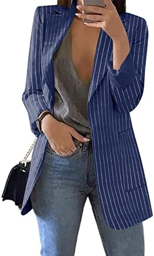 Jaquetas Blazer para Mulheres, Casual Casual Luva Longa Jaqueta de Trabalho Limpa Open Cardigan Outwear com Bolsões