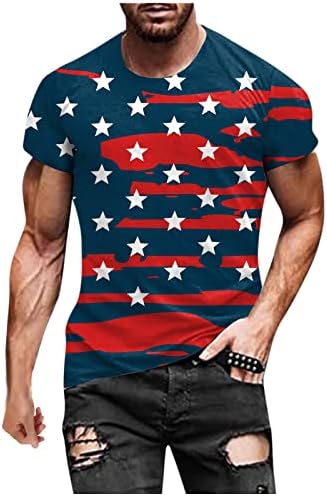 Mens American Flag T-shirt Summer Summer Casual Manga curta impressão gráfica Tops Muscle Workout Athletics Tee Blouse patriótica