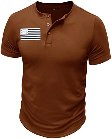 Camisas noturnas para homens Sleepwear Macho Macho Summer Independence Button Tops Holiday Holida