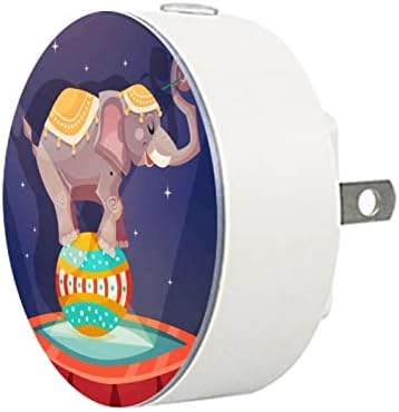 2 Pacote de plug-in Nightlight LED Night Light com Dusk-to-Dewn Sensor for Kids Room, Nursery, Kitchen, Hallway Circus Elephant