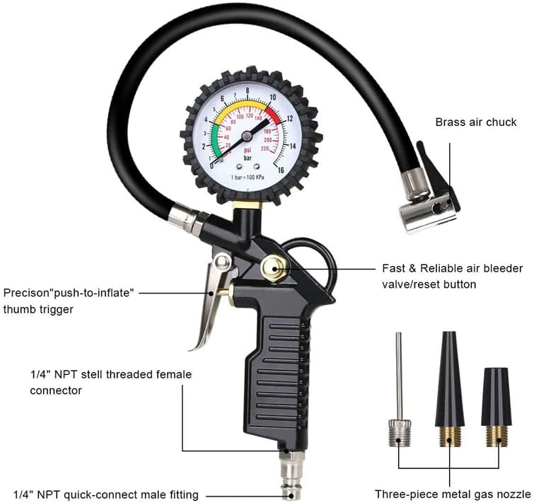 Medidor de pressão do pneu de carro 220 psi inflador de pneus com compressor de ar de manômetro para carros motocicletas