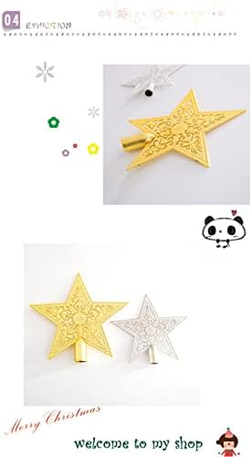 Ornamento grande de 5,9 polegadas Flat Star Tree Tree Topper Gold Decoração de Christmas Tree Top Star Gold Glitter Christmas