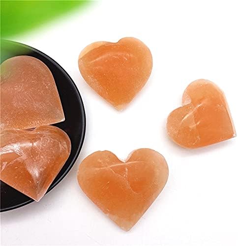 Seewoode ag216 1pc natural laranja selenita coração em forma de coração esculpido em cura de cristal de gesso para decoração