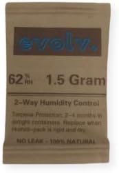 EVOLV 62% RH Pacotes de humidor | Tamanho: 1,5g | Controle de umidade de 2 vias | Embalado individualmente | 20 pacote