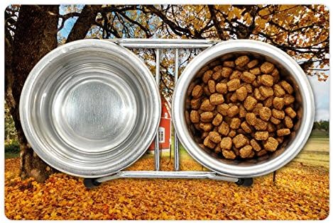 Ambsosonne Fall Pet Tapete Para comida e água, pitoresco tradicional Red House sueco House Tranquil Ambiente Cavalia Campo