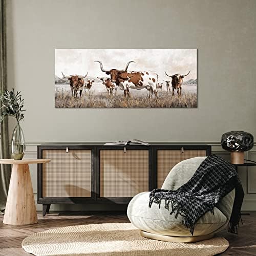 Decoração de arte visual grande Texas Longhorn Canvas Arte da parede Decoração