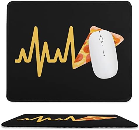 Padrenha de mouse de pizza com batimentos cardíacos com tapete de mesa de borda costurada com base de borracha não deslizante para computadores Laptop Office Home 7.9 X9.4