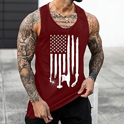 Tanques patrióticos do Dia da Independência do HDDK para homens Retro USA Flag Distra sem mangas Summer Stringer Workout Gym Tanks