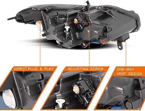 Vehicleaid Compatível com o conjunto de faróis do Infiniti Q70 2015-2019 sem o motorista do projector OEM AFS OEM e os lados