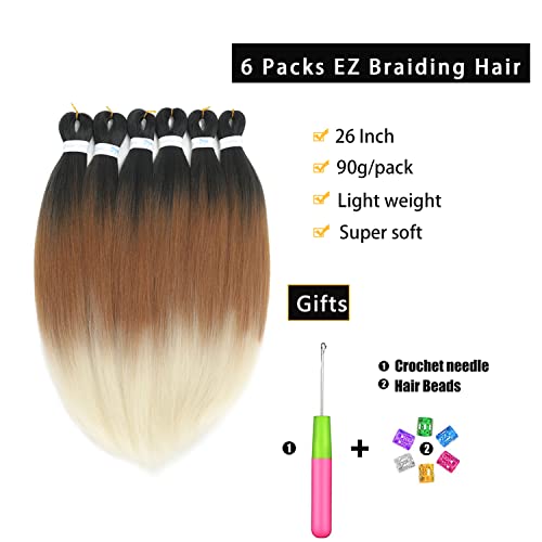 26 polegadas 6 pacotes pré-esticados EZ Braiding Hair Extensions