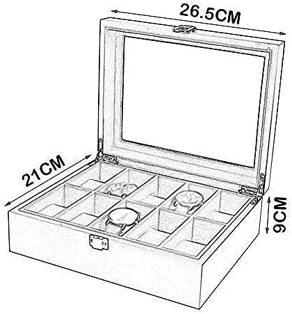 Lokoc Watch Box Wooden 10 Slot Jewelry Exibir caixa de armazenamento/tampo de vidro