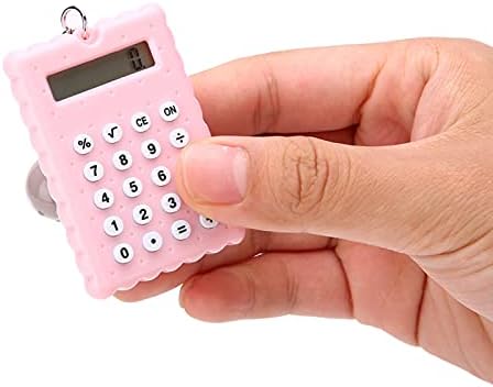 Mini calculadora com chaveiro, calculadora portátil de cadeia de teclas de biscoitos fofos, calculadora de bolso colorido de doces, calculadora eletrônica de dígitos coloridos para crianças para crianças