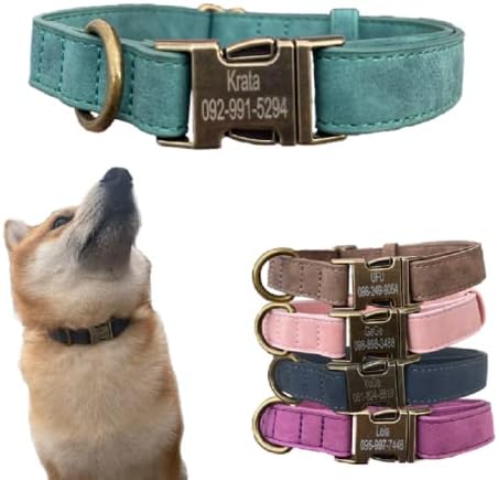 O mais quente! Colar de cães personalizados colarinhos de cães personalizados com tag de colarinho com couro de fivela de metal