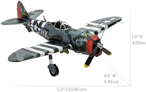 Fascinations Metal Earth P-47 Thunderbolt 3D Model Model Kit Pacote com pinça