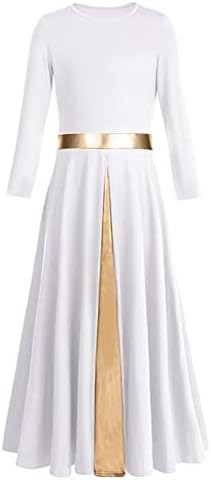 Z & X Girls Louvore Dance Dress Comprimento completo saia de balanço de manga longa de adoração litúrgica igreja roupão de dança