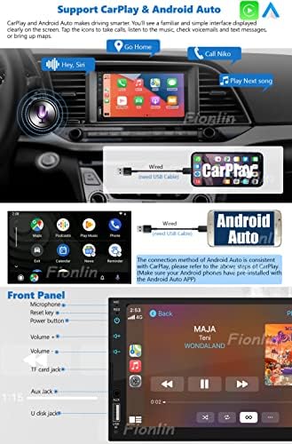 Double Din Car Stéreo Compatível com Apple CarPlay Android Auto MP5 Player Bluetooth 7 polegadas HD LCD Crega sensível ao