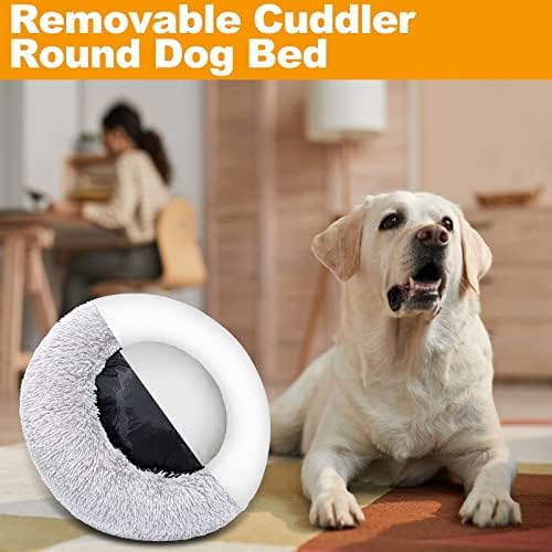 Cama de donut e cachorro calmante, anti -ansiedade cuddler round calmante rosquinha para pequenos/médios/grandes animais