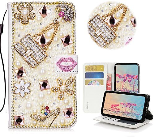 STENES Galaxy Note 9 Case - Elegante - 3D Madeira Bling Bling Crystal Lipstick Girls High Low Loge Lower Wallet Slots de cartão