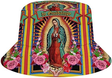 Nossa Senhora de Guadalupe Virgin Mary Cap exclusivo design de chapéu de chapéu de sol do sol da praia Chapéu de balde para homens