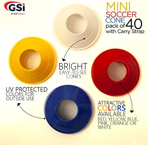 GSI Mini Cones for Sports - 40 pacote | Vem com alça de ombro | Para exercícios de treinamento de agilidade
