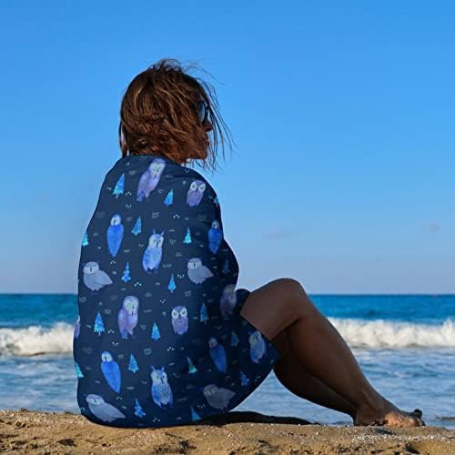 Corujas em toalhas de praia florestal Toalhas leves para acampamento de viagens esportivas