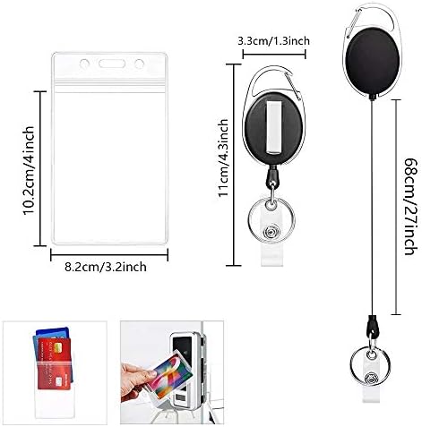 2 Pacote de suporte para suporte de crachá retrátil pesado com titulares de cartão de identificação vertical e anel de