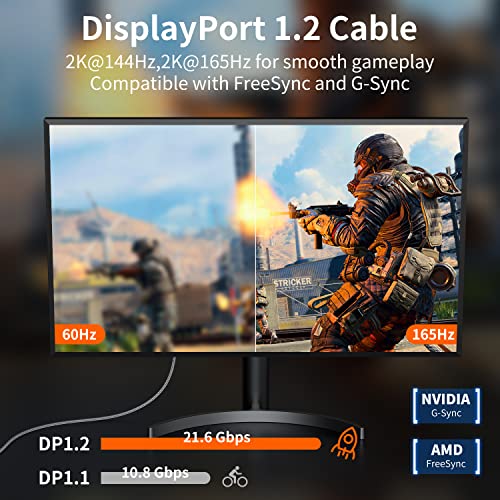 IABC DisplayPort para DisplayPort Cabo 4K DP 1.2 Cabo Nylon trançado, Ultra de alta velocidade DP para DP Cabo de 3,3 pés compatível com Laptop PC TV Gaming Monitor