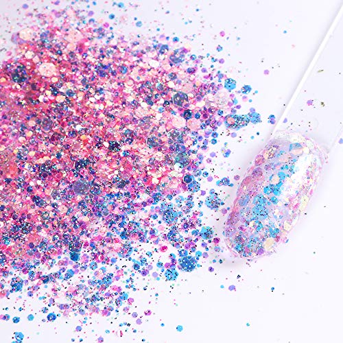 Lantejoulas holográficas de arte de unhas de glitter 8 caixas 3d unhas glitter flocos brilhantes e lantejoulas de pó de
