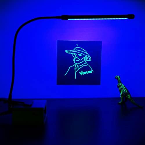 KXZM USB LED Blacklight com grampo de mesa, 360 graus de luz roxa gonjeca de ganso 395-400nm para tinta, pôster fluorescente